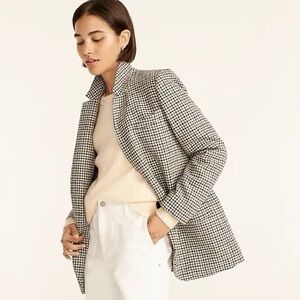 J. Crew Oversized English Wool Houndstooth Old Money Academia Blazer 4